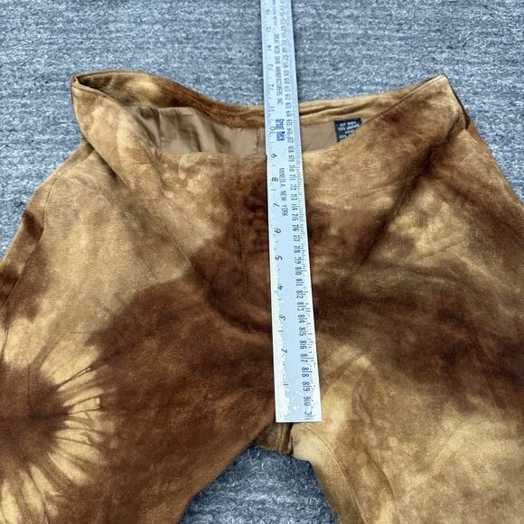Elements By Vakko Pants Women 4 Brown Suede Leather Tie Dye Hippie Disco Y2K 90s - Picture 8 of 12